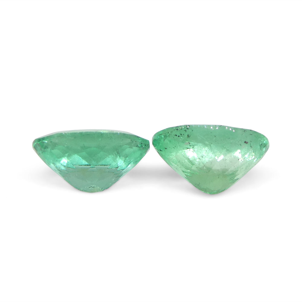 1.24ct Colombian Green Emerald Pair, Oval Brilliant Cut Gemstones from SkyJems Fine Gem Collection