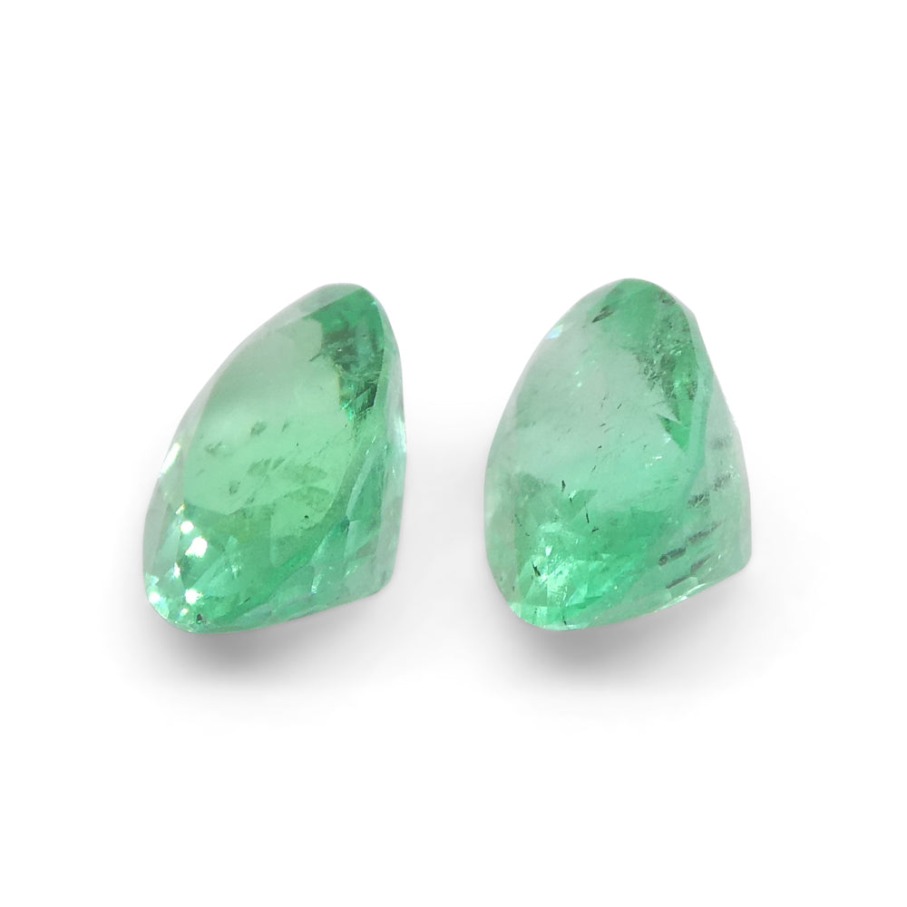 SkyJems Colombian Green Emerald Pair: 1.24ct Oval Brilliant-Cut Gemstones from South American Beryl Collection