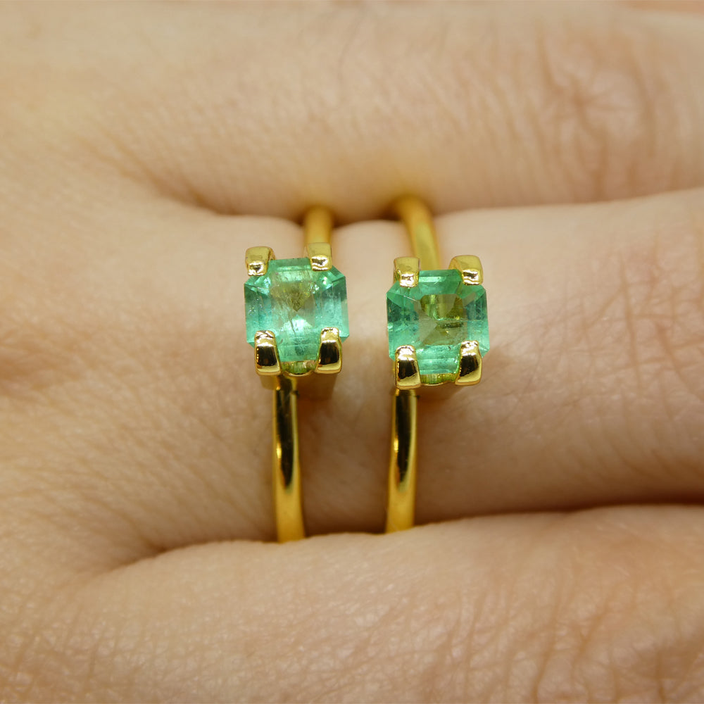 0.86ct Colombian Green Emerald Pair, Square Step Cut Gemstone from SkyJems Premium Gem Collection