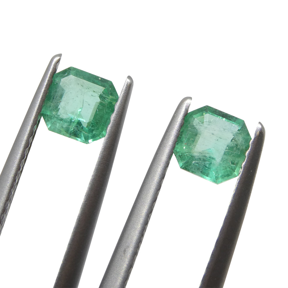 0.86ct Colombian Green Emerald Pair, Square Step Cut Gemstone from SkyJems Rare Gem Collection
