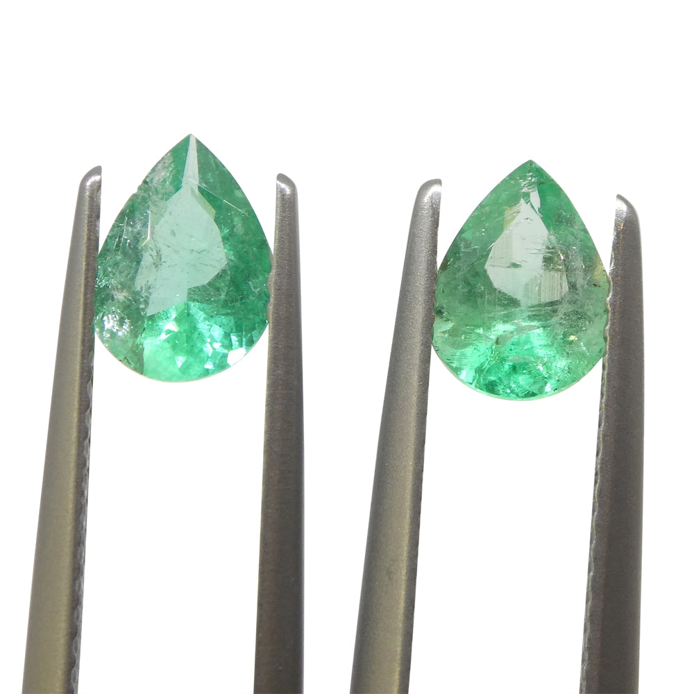1.17ct Colombian Emerald Pair: Vivid Green Pear-Cut Gems from SkyJems Rare Gemstone Collection