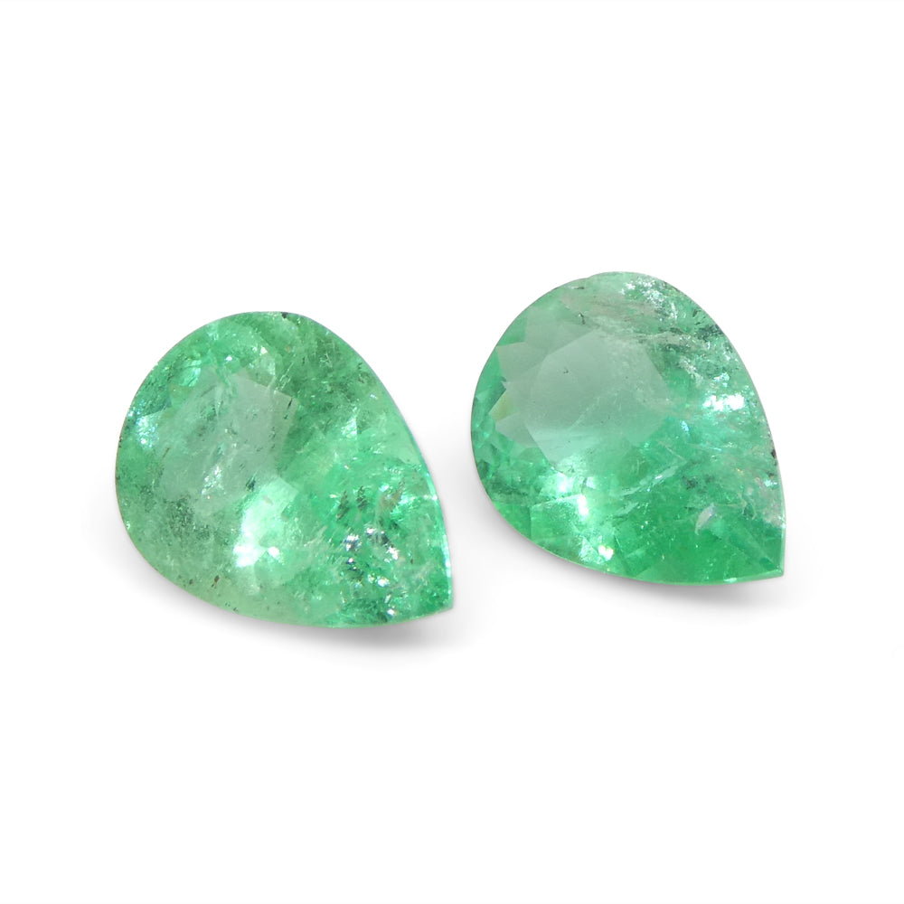 1.17ct Colombian Emerald Pair: Vivid Green Pear-Cut Gemstones from SkyJems Rare Gem Collection