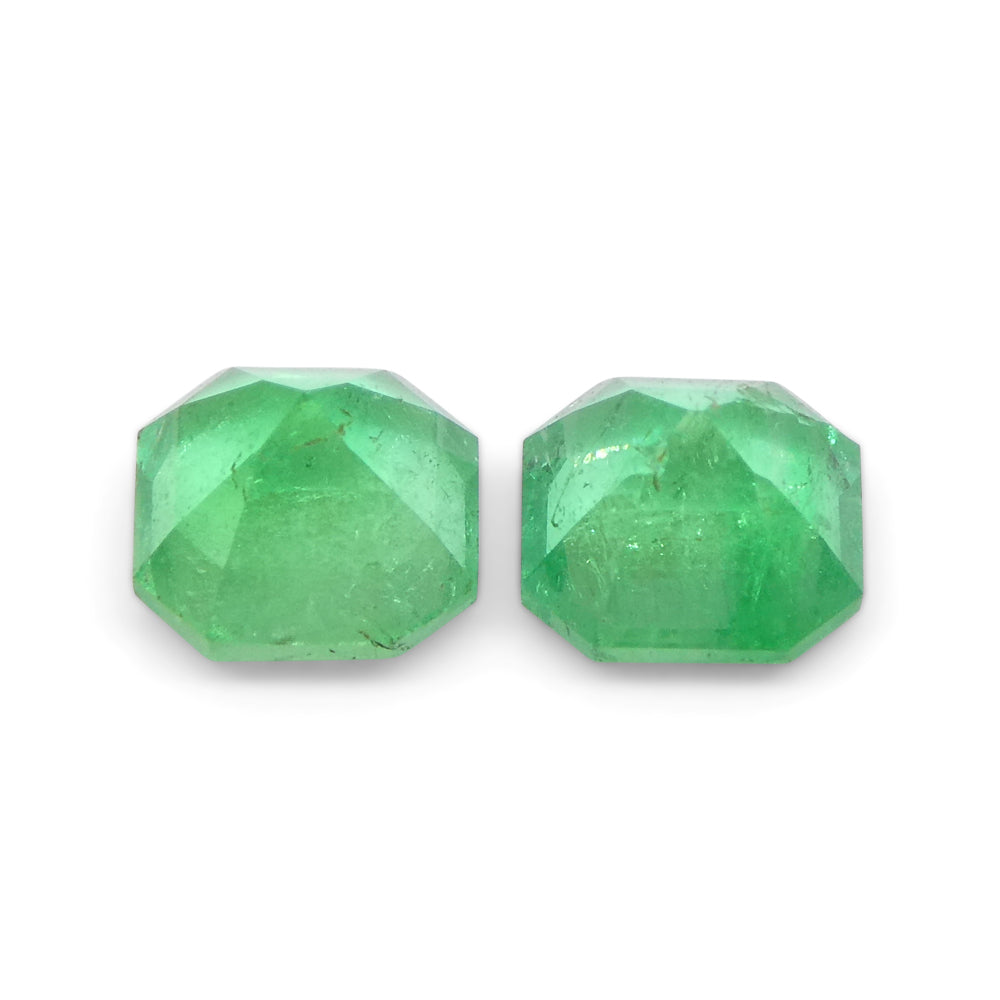 SkyJems Colombian Green Emerald Pair: 1.02ct Square Step Cut Gemstone in Vibrant Verdant Green Hues
