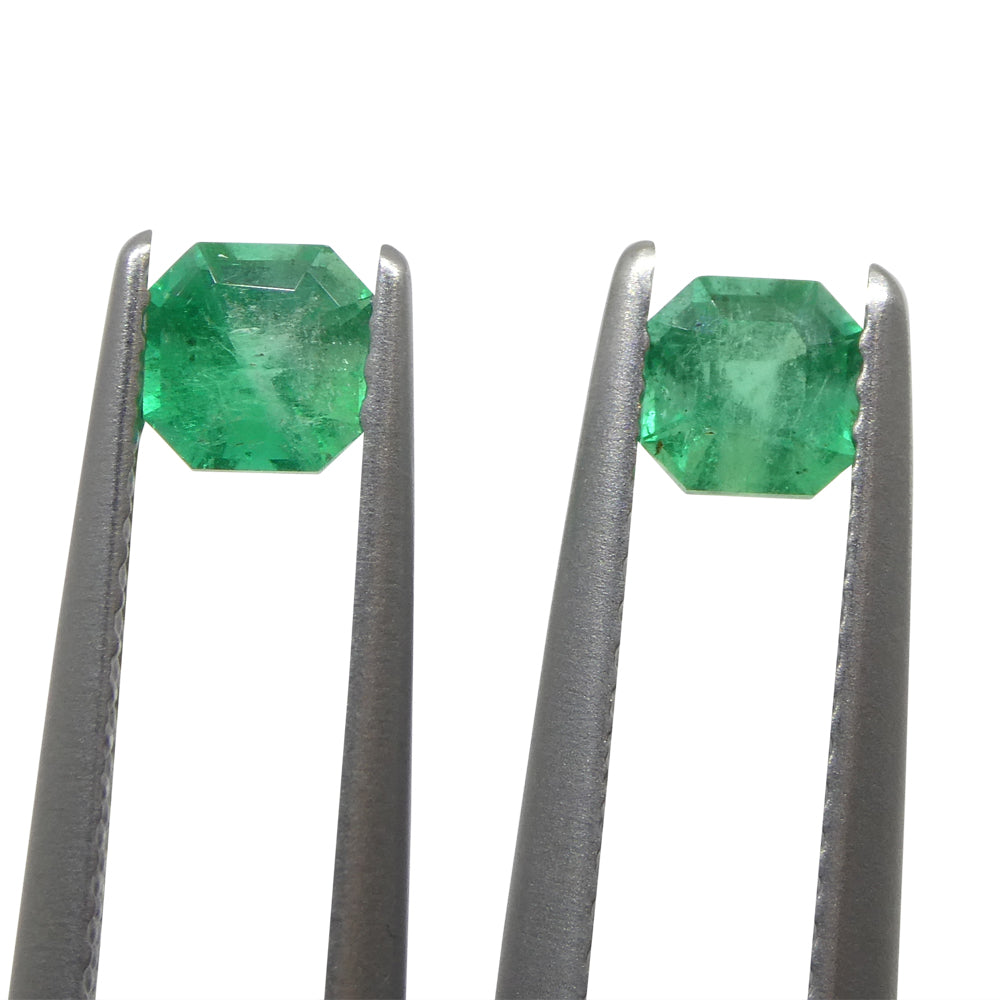 0.69ct Colombian Green Emerald Pair, Square Step Cut Gemstone from SkyJems Rare Gem Collection