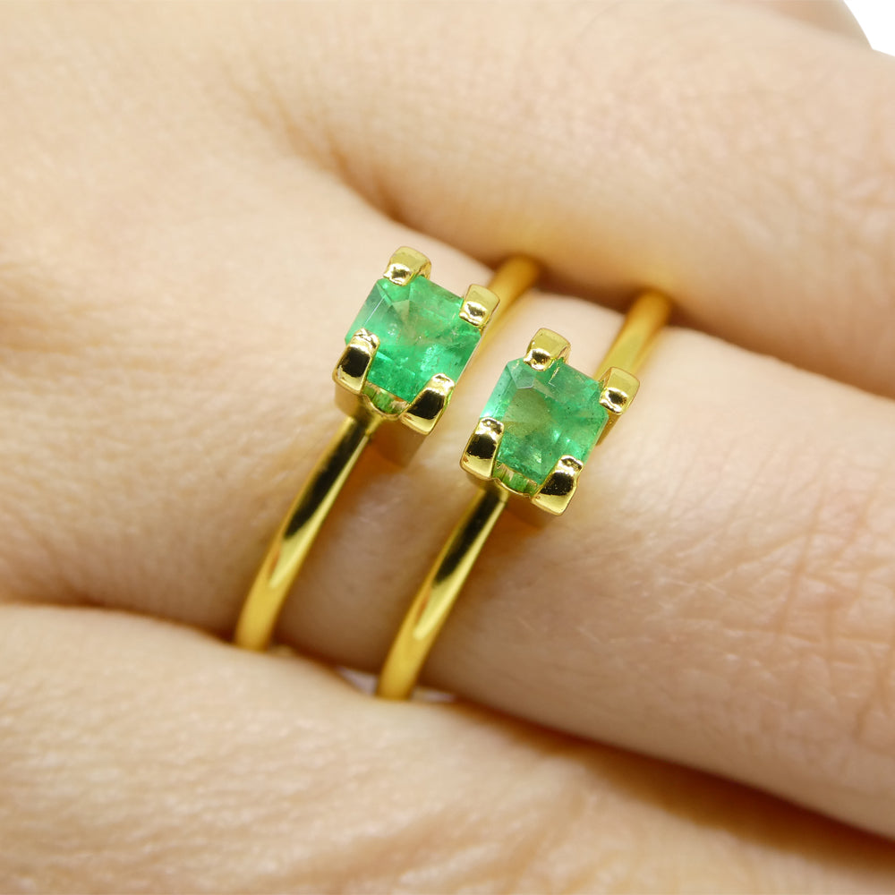 0.69ct Colombian Green Emerald Pair, Square Step Cut Gemstone from SkyJems Rare Gem Collection