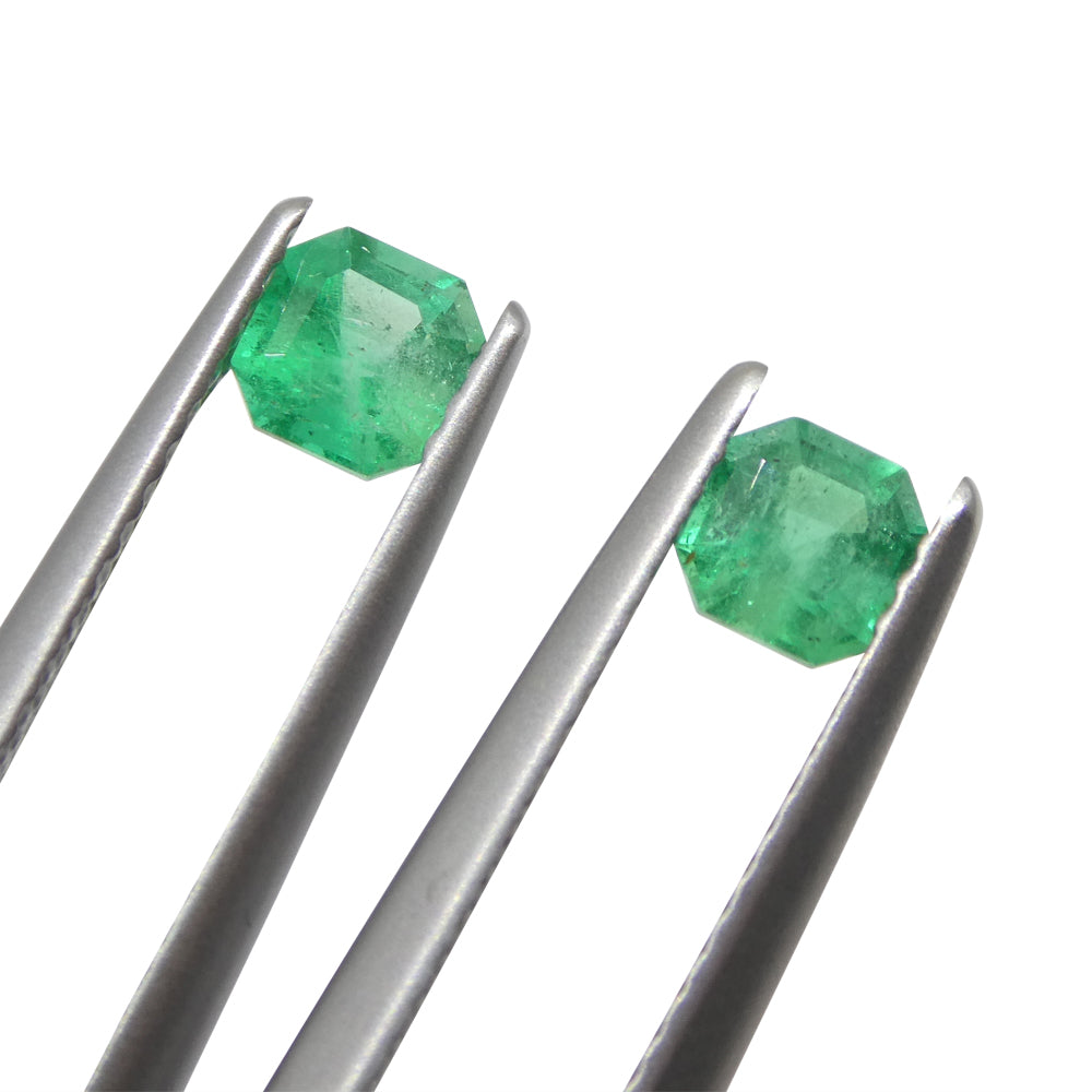 0.69ct Colombian Green Emerald Pair, Square Step Cut Gemstone from SkyJems Fine Gem Collection