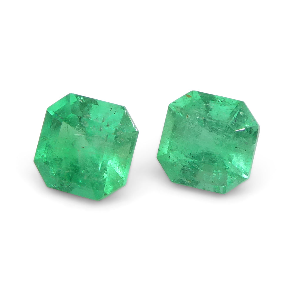 0.69ct Colombian Green Emerald Pair, Square Step Cut Gemstone from SkyJems Rare Gem Collection