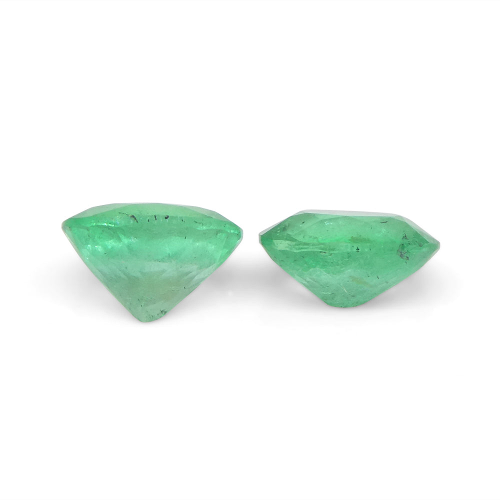 1.17ct Colombian Green Emerald Oval Pair from SkyJems, premium green beryl gemstones with moderate clarity