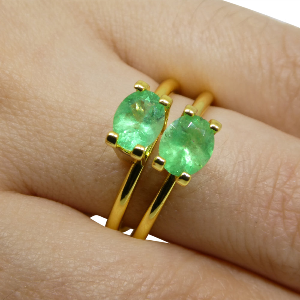 1.31ct Colombian Green Emerald Pair, Oval Cut Gemstones from SkyJems Premium Gem Collection