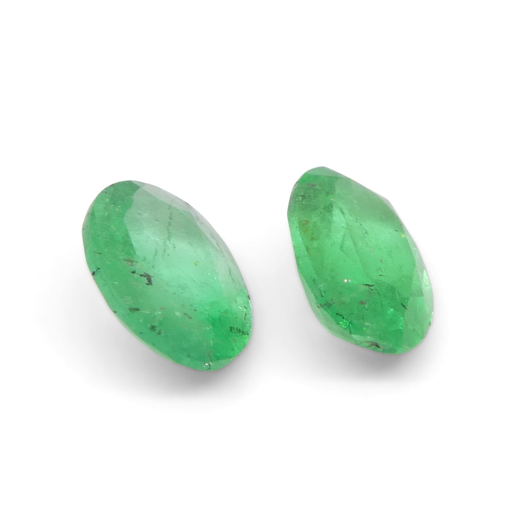 0.88ct Colombian Green Emerald Pair, Oval Cut Gemstones from SkyJems Premium Gem Collection