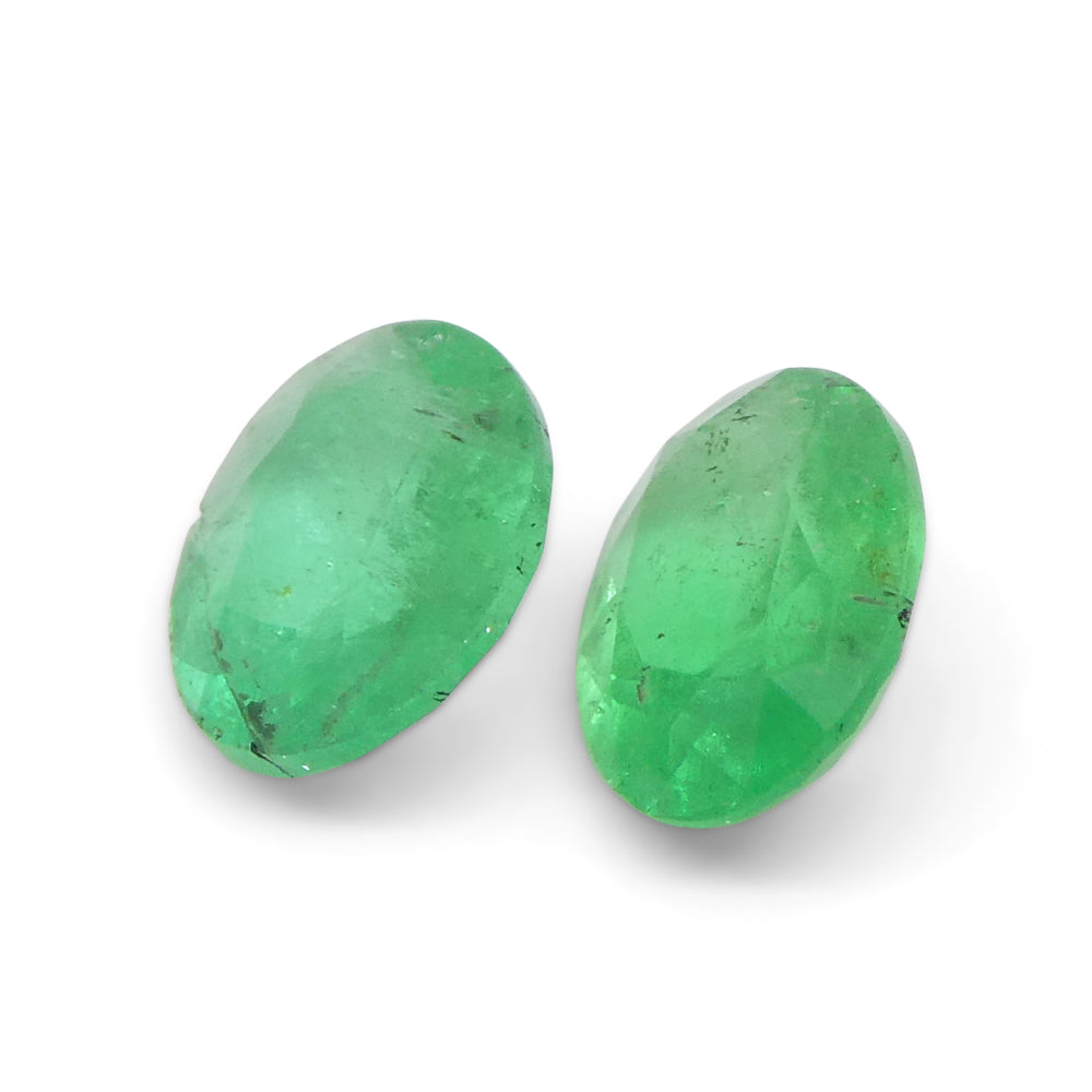 0.88ct Colombian Green Emerald Pair, Oval Cut Gemstones from SkyJems Rare Gem Collection