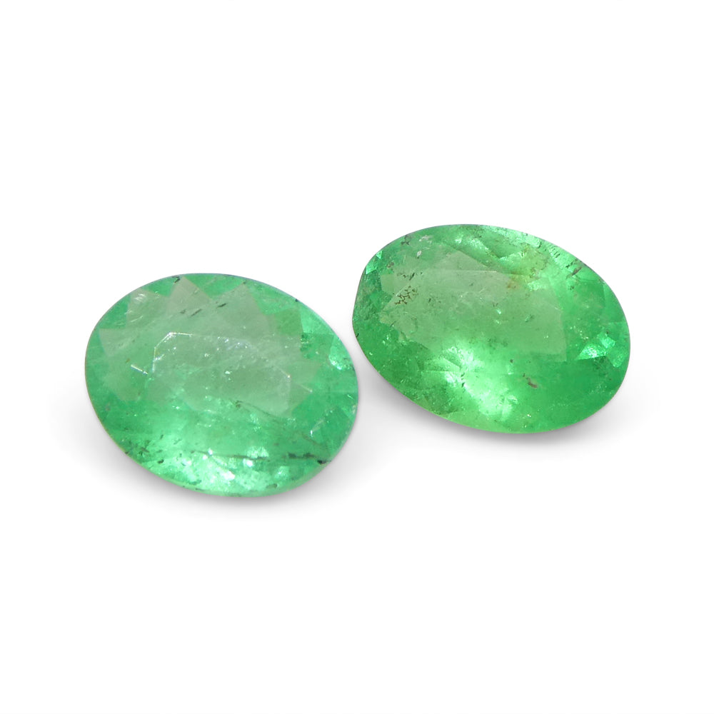 0.88ct Colombian Green Emerald Pair, Oval Cut Gemstones from SkyJems Premium Gem Collection