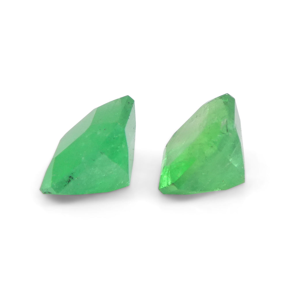 SkyJems Colombian Green Emerald Pair: 1.33ct Square Step-Cut Gemstones from South American Beryl Collection