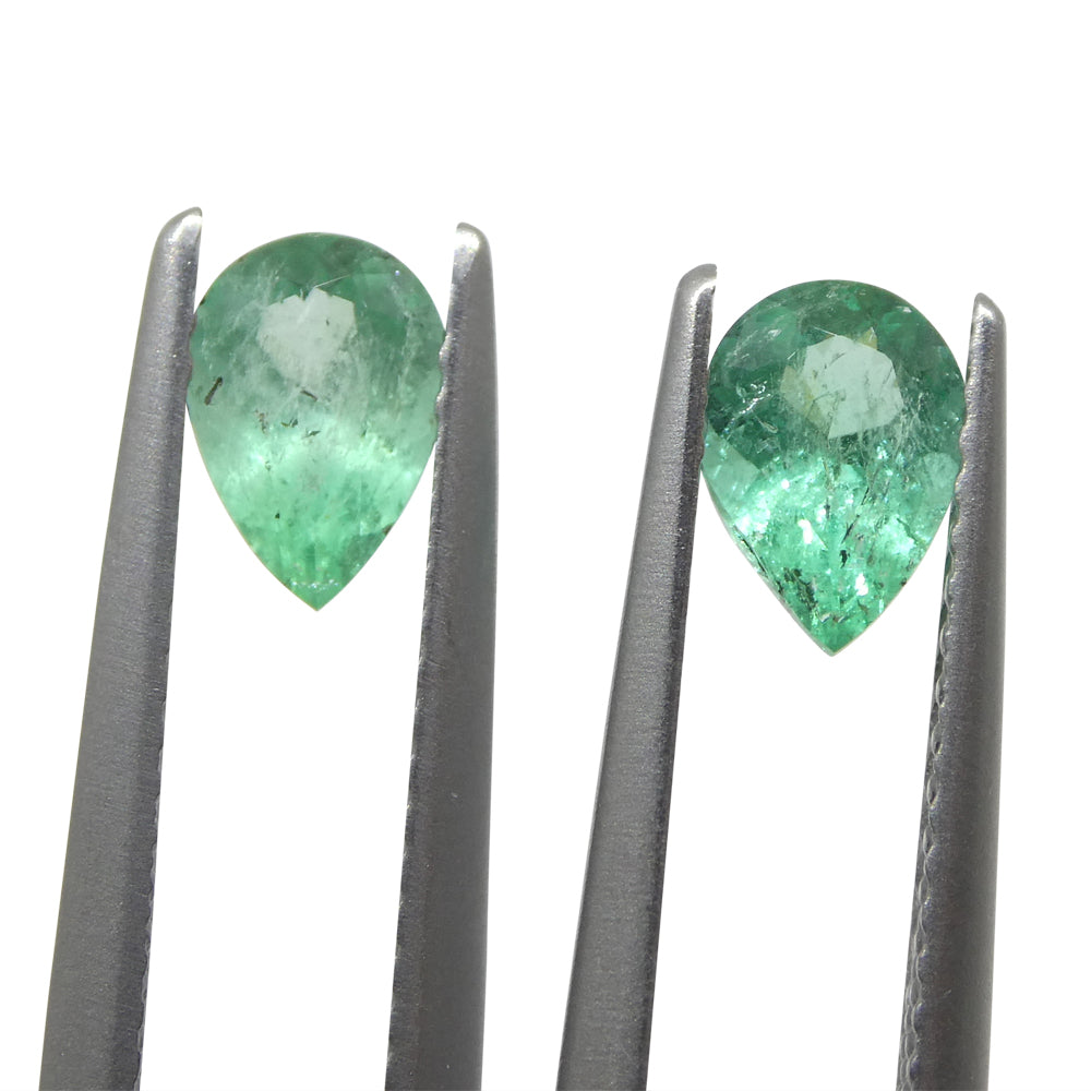 0.95ct Colombian Green Emerald Pair, Pear-Cut Gemstones from SkyJems Premium Gem Collection