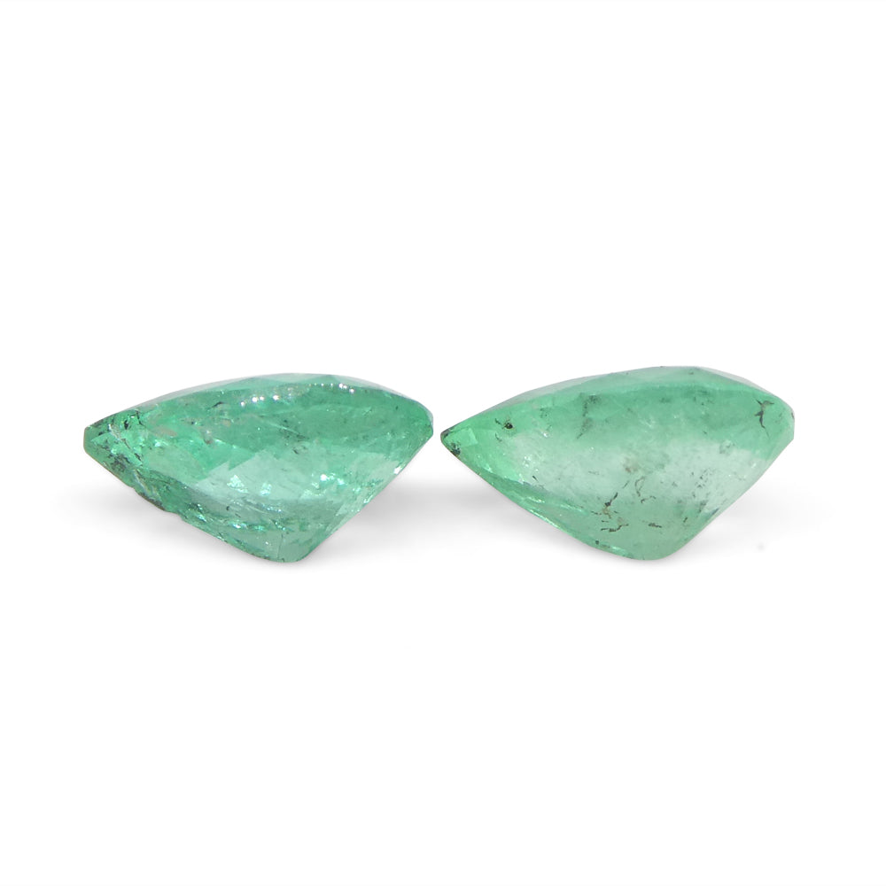 0.95ct Colombian Green Emerald Pair, Pear-Cut Gemstones from SkyJems Rare Gem Collection