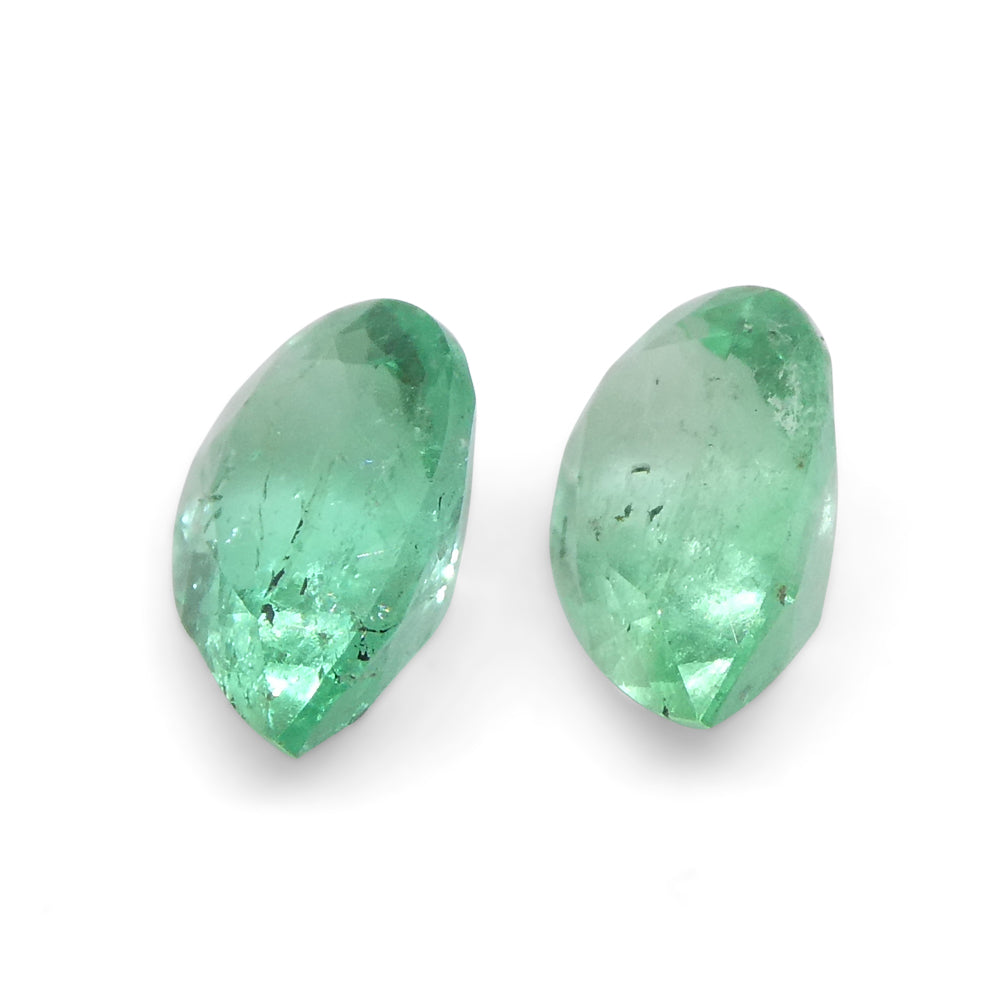 0.95ct Colombian Pear Green Emerald Pair, Fine Gem Quality from SkyJems Rare Gemstone Collection