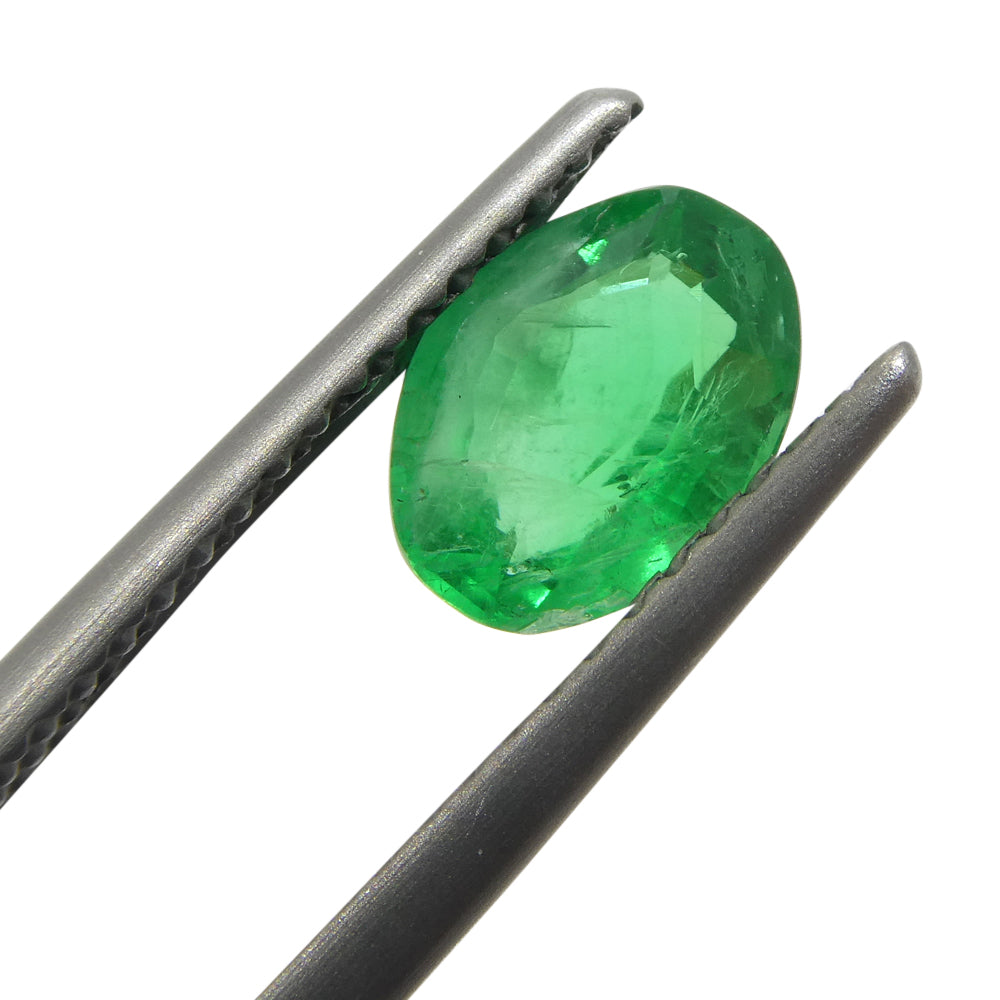0.83ct Colombian Green Emerald Oval Gemstone from SkyJems, premium medium-green beryl in classic step cut