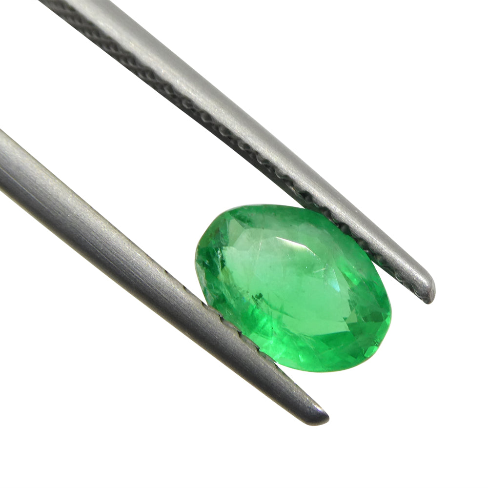 0.83ct Colombian Green Emerald Oval Gemstone from SkyJems, premium medium-green beryl in classic step cut