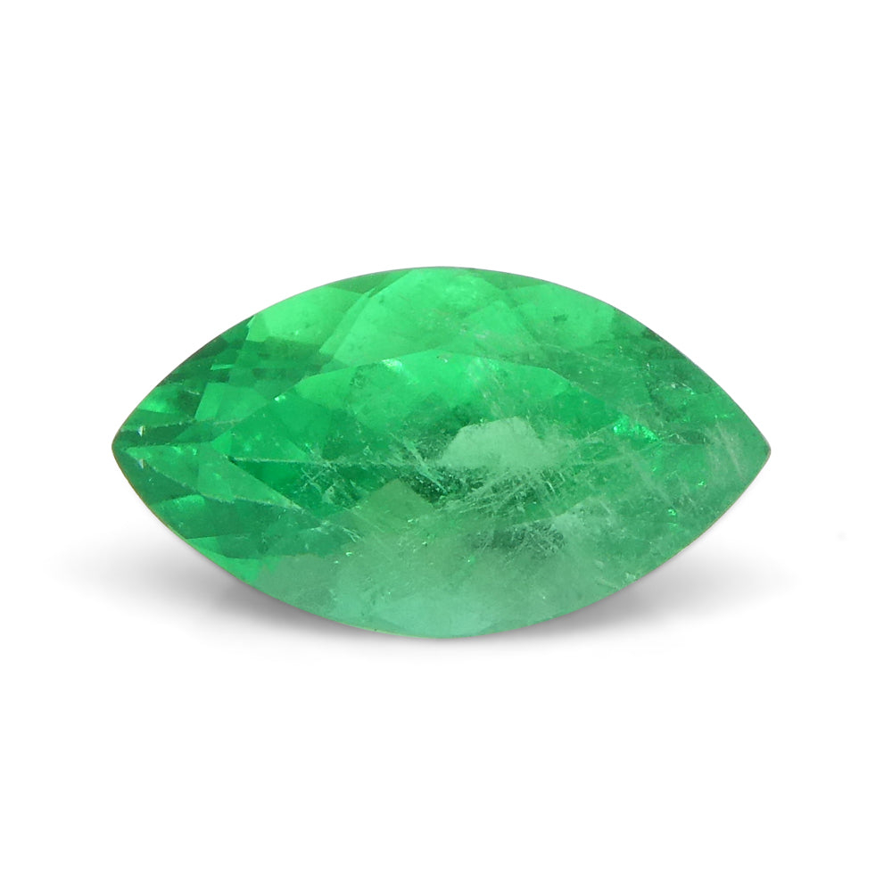 1.01ct Colombian Marquise Green Emerald, Very Slightly Bluish Green, Step Cut - Premium SkyJems Gemstone