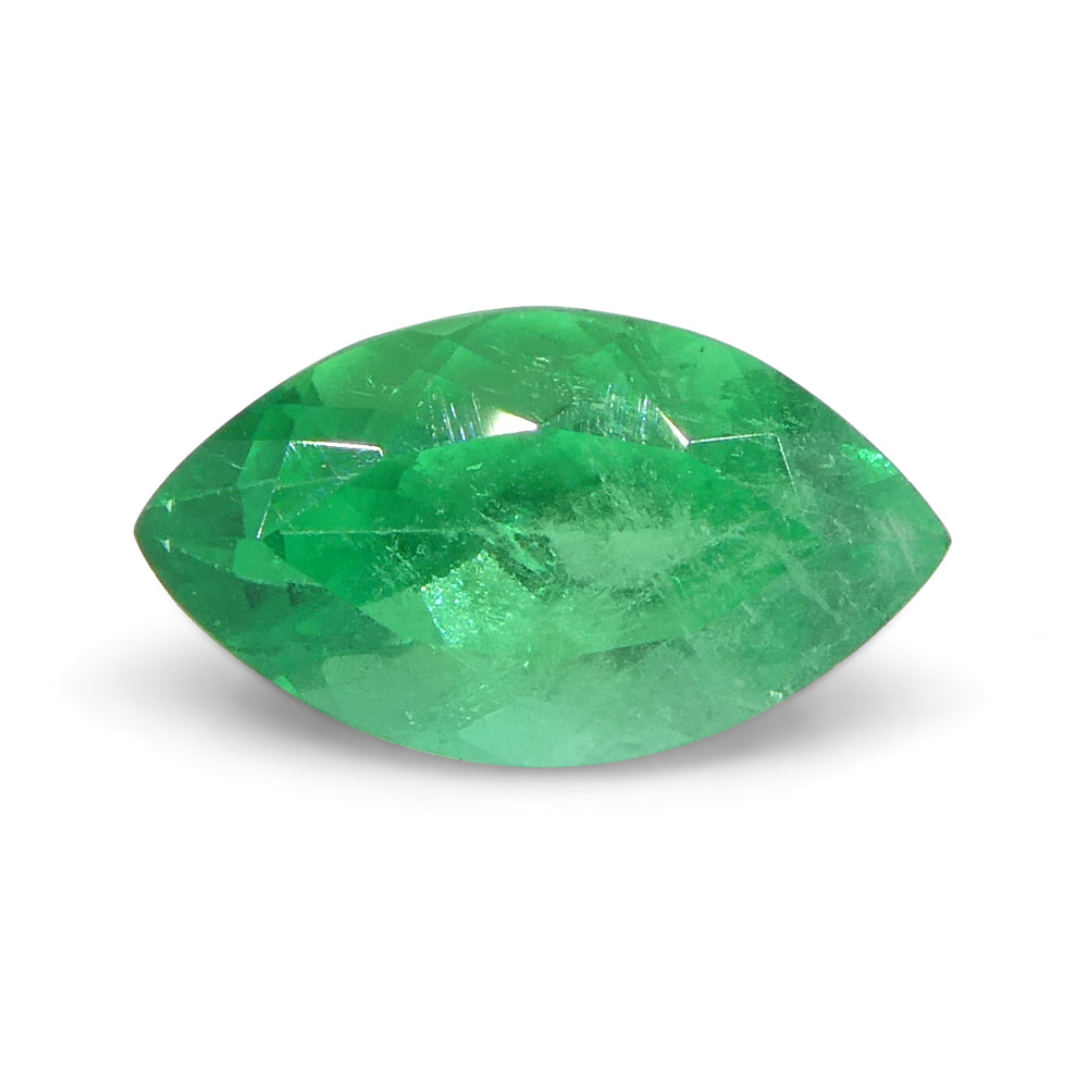 1.01ct Colombian Marquise Green Emerald, Very Slightly Bluish Green, Step Cut, Premium SkyJems Gemstone