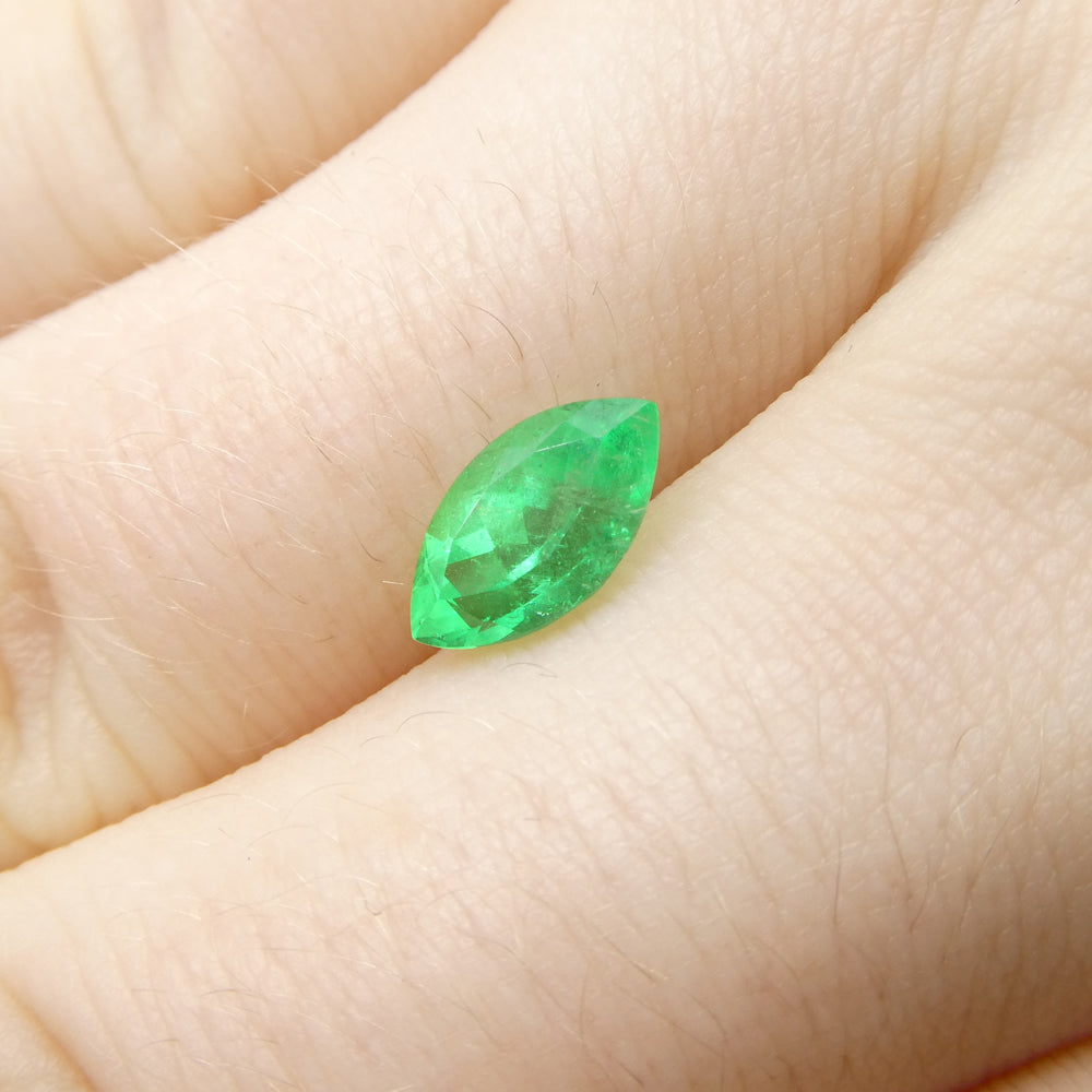 1.01ct Colombian Marquise Green Emerald, Very Slightly Bluish Green, Step Cut, SkyJems Premium Gemstone Collection