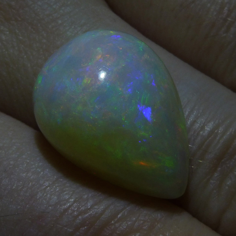 12.72 ct Ethiopian Pear Cabochon Opal with Multicolour Flash, Rare Gemstone from SkyJems Gem Collection