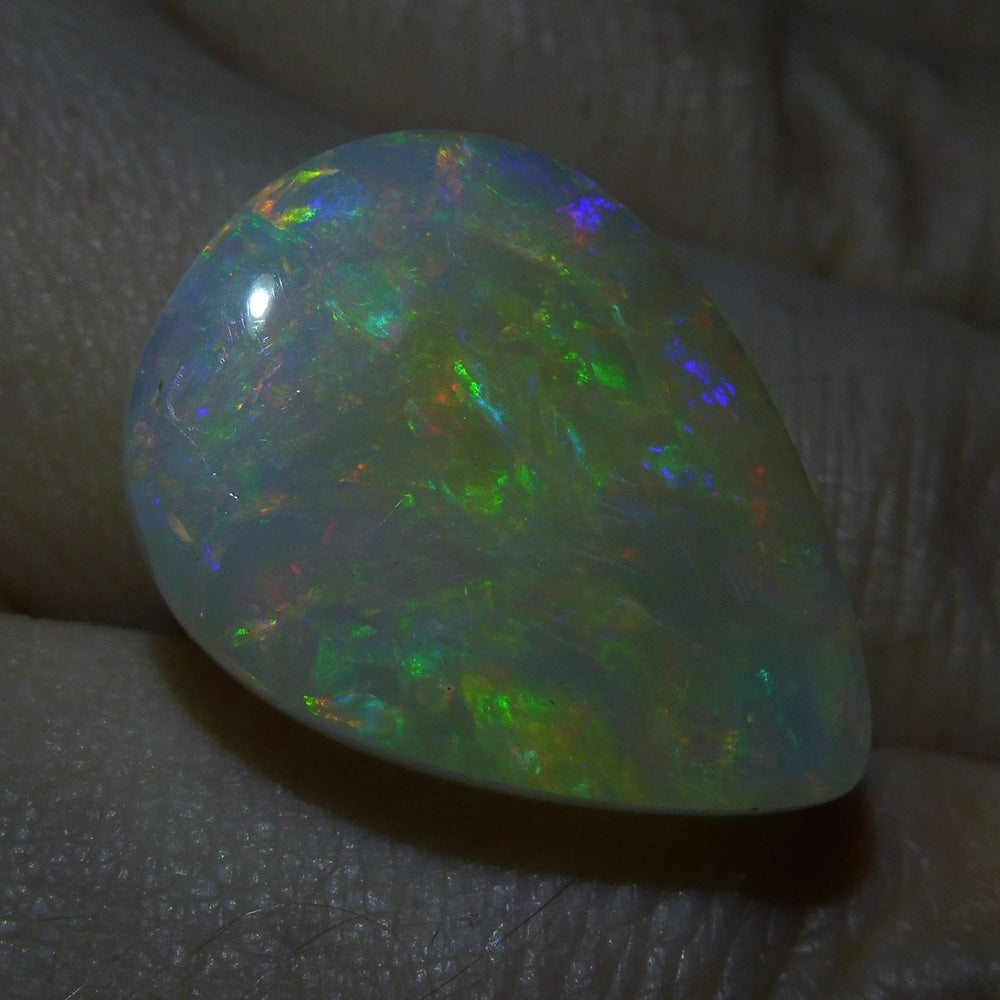 12.72 ct Ethiopian Pear Cabochon Opal with Multicolour Flash, Rare Gemstone from SkyJems Gem Collection