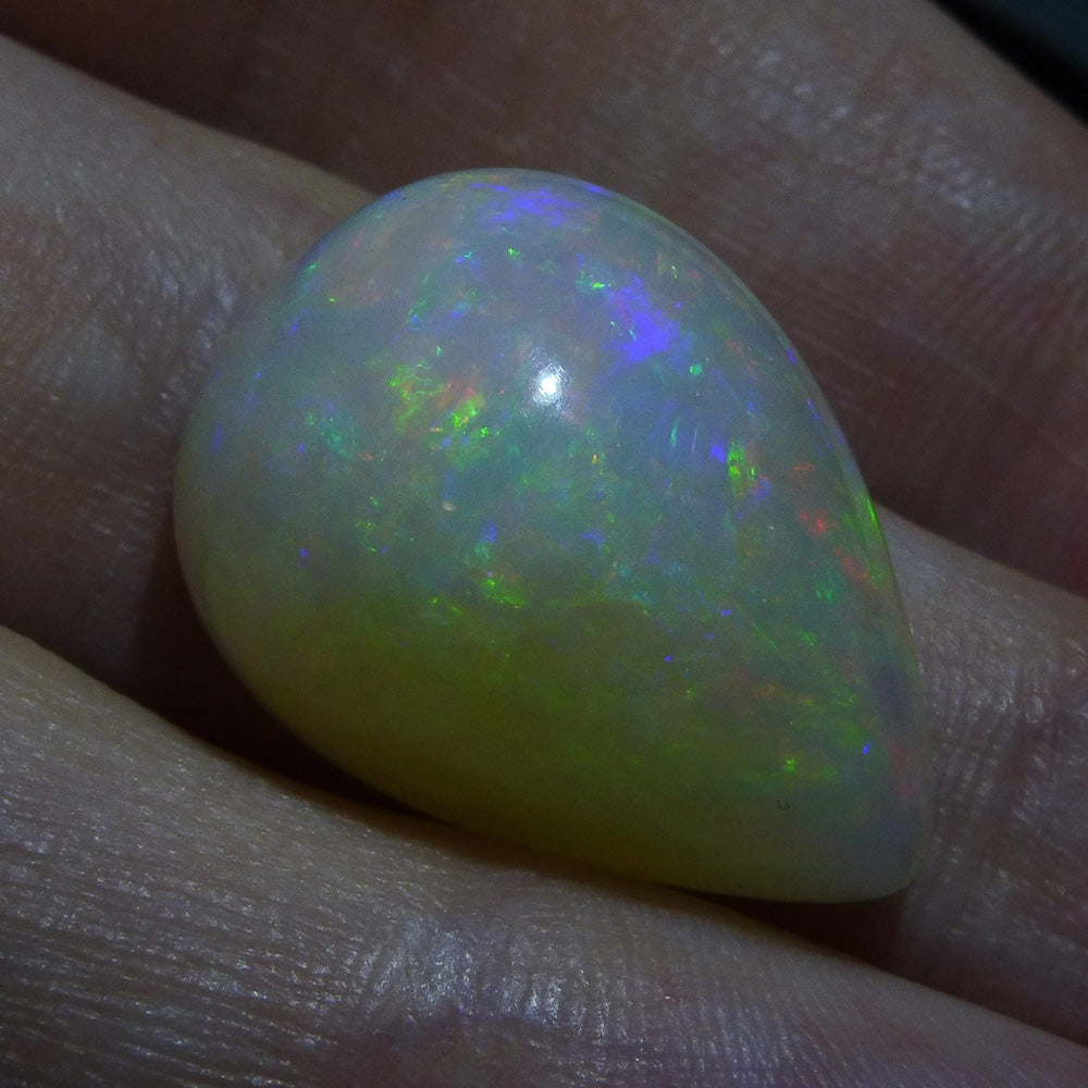 12.72 ct Ethiopian Pear Cabochon Opal with Multicolour Flash, Rare Gemstone from SkyJems' Exclusive Collection