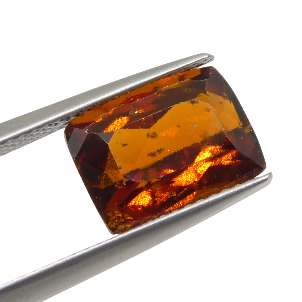 SkyJems 5.41ct Reddish Orange Hessonite Garnet from Sri Lanka, Rectangular Cushion Brilliant Cut Gemstone