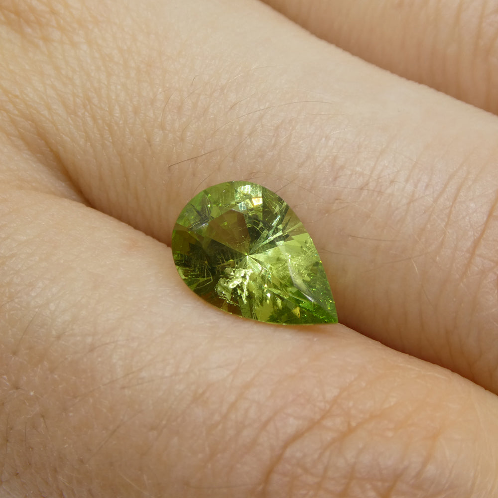 SkyJems 2.6ct Pear Mint Green Tsavorite Garnet from Tanzania, rare gemstone in modified brilliant cut