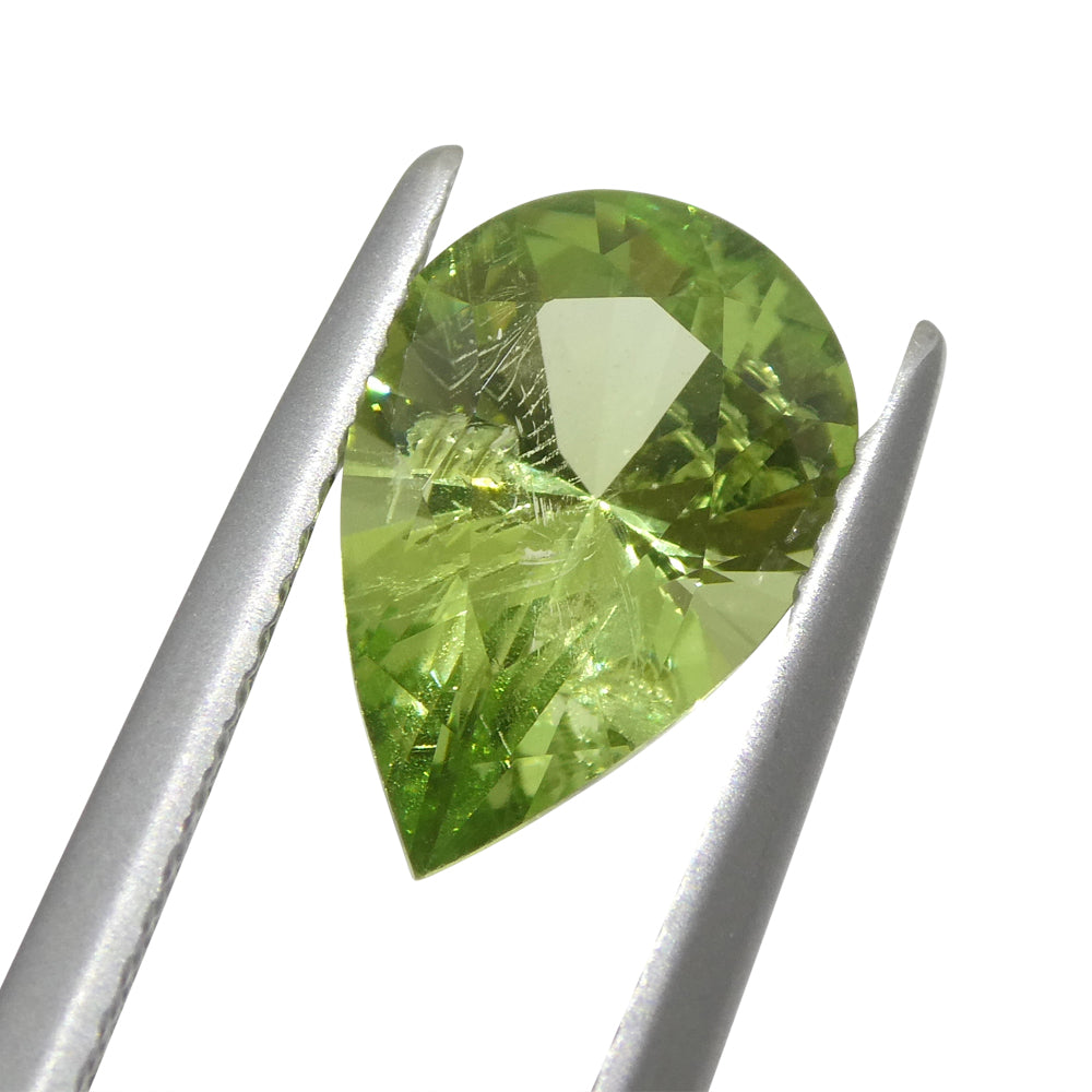 SkyJems 2.6ct Pear Mint Green Tsavorite Garnet from Tanzania, rare gemstone in modified brilliant cut