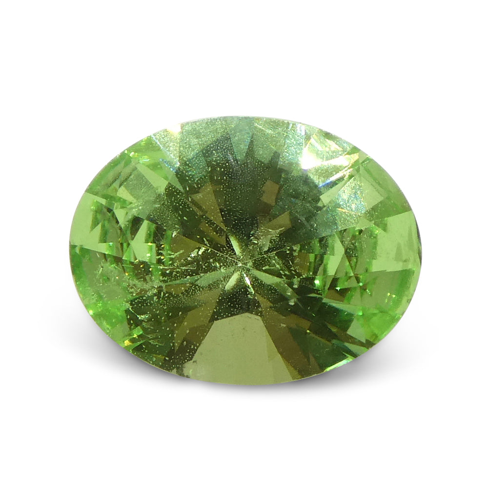 SkyJems 1.69ct Oval Mint Green Tsavorite Garnet from Tanzania, rare gemstone in modified brilliant cut