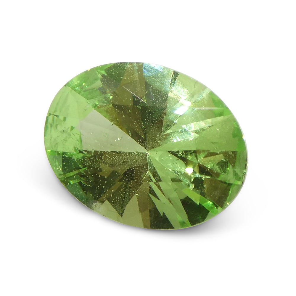 SkyJems 1.69ct Oval Mint Green Tsavorite Garnet from Tanzania, rare gemstone in modified brilliant cut