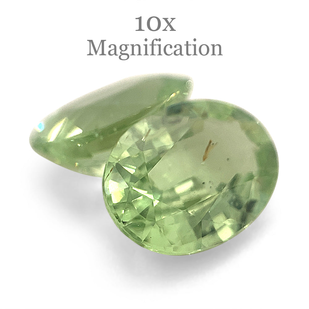 SkyJems 4.33ct Oval Mint Green Tsavorite Garnet Pair from Tanzania, rare gemstone in step cut
