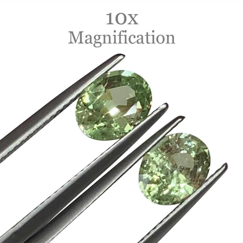 3.55ct Oval Mint Green Tsavorite Garnet Pair from Tanzania, premium gemstone by SkyJems Canadian gem specialists