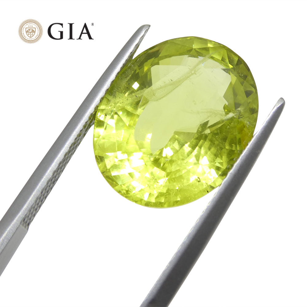 12.88ct Oval Green-Yellow Natural Chrysoberyl, GIA Certified Unheated Gemstone from SkyJems Canadian Gem Experts