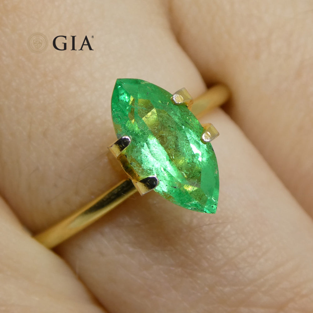 1.4ct Marquise Green Emerald GIA Certified Colombia - Skyjems Wholesale Gemstones