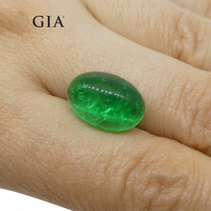 7.54ct Oval Cabochon Green Emerald GIA Certified Colombia - Skyjems Wholesale Gemstones