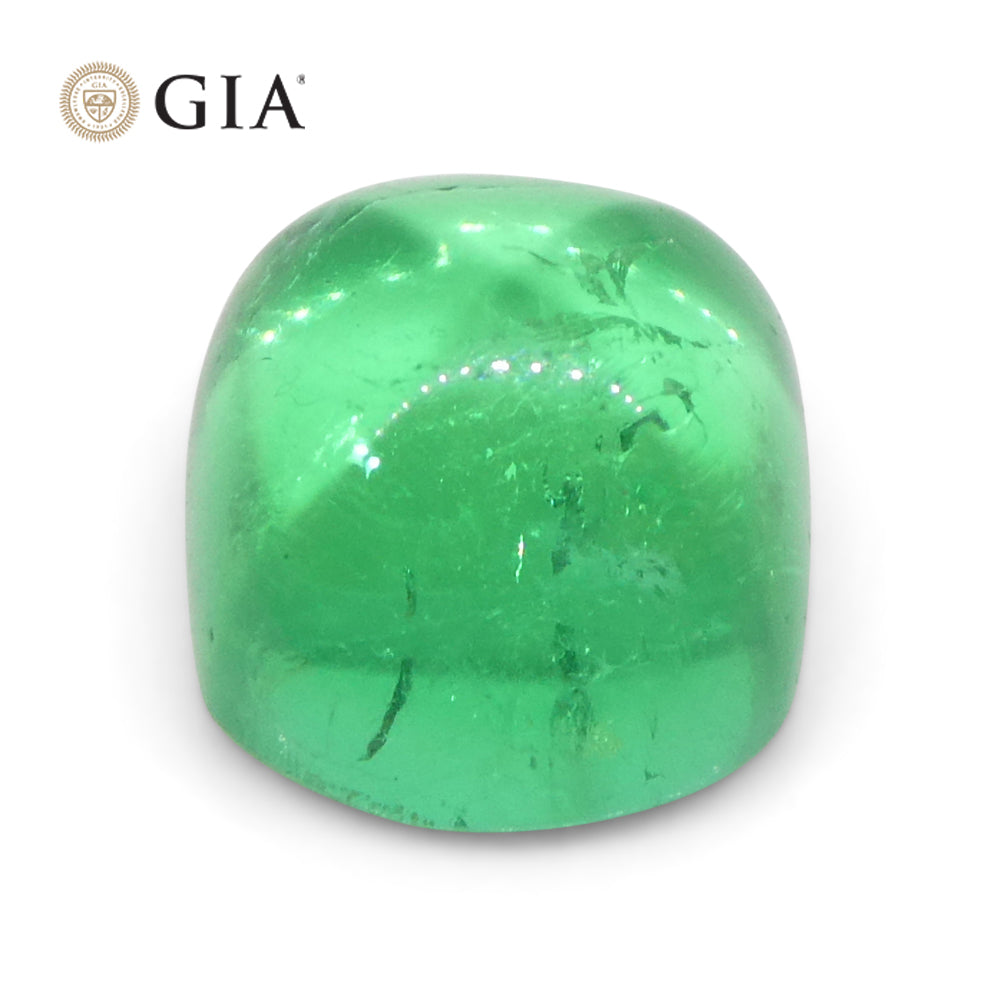 1.9ct Cushion Sugarloaf Cabochon Green Emerald GIA Certified Colombia - Skyjems Wholesale Gemstones