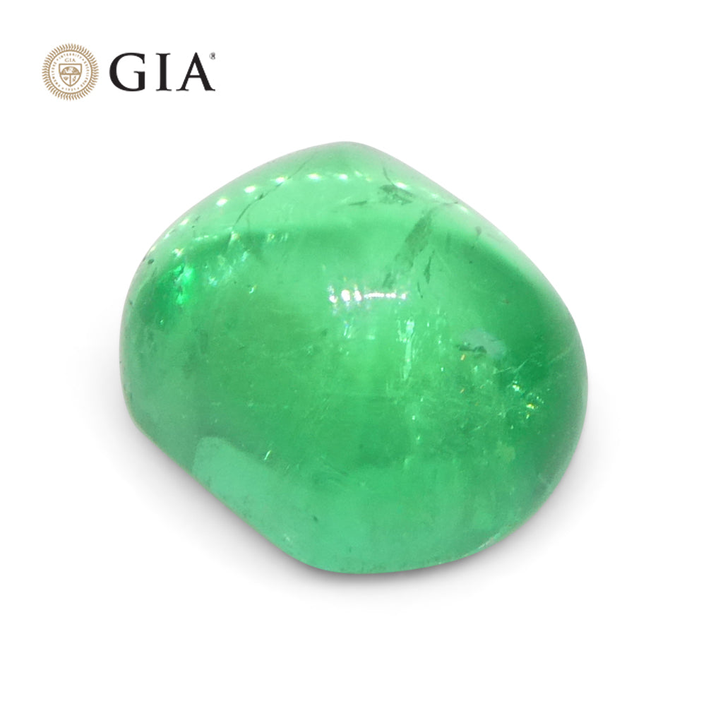 1.9ct Cushion Sugarloaf Cabochon Green Emerald GIA Certified Colombia - Skyjems Wholesale Gemstones