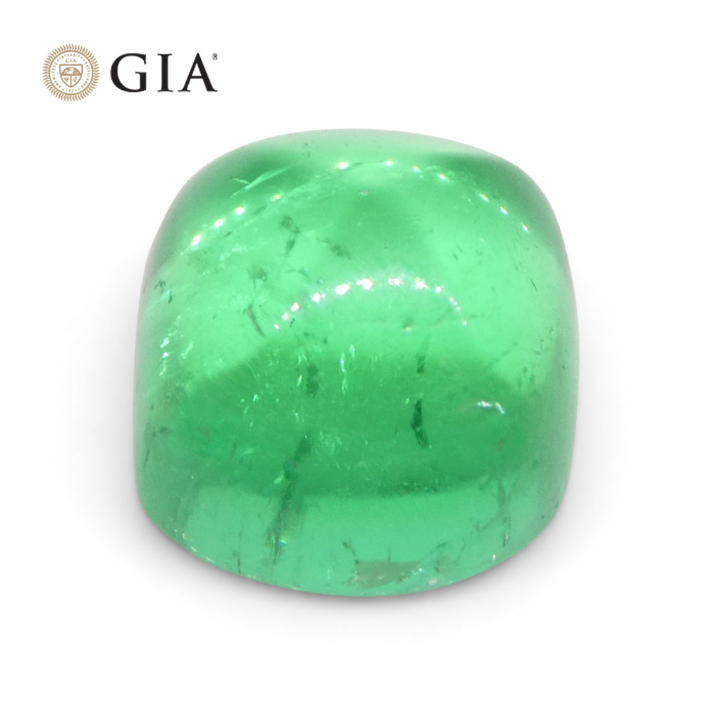 1.9ct Cushion Sugarloaf Cabochon Green Emerald GIA Certified Colombia - Skyjems Wholesale Gemstones