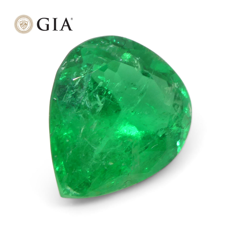 2.86ct Colombian Pear Vivid Green Emerald, GIA Certified Natural Beryl from SkyJems Gemstones Canada