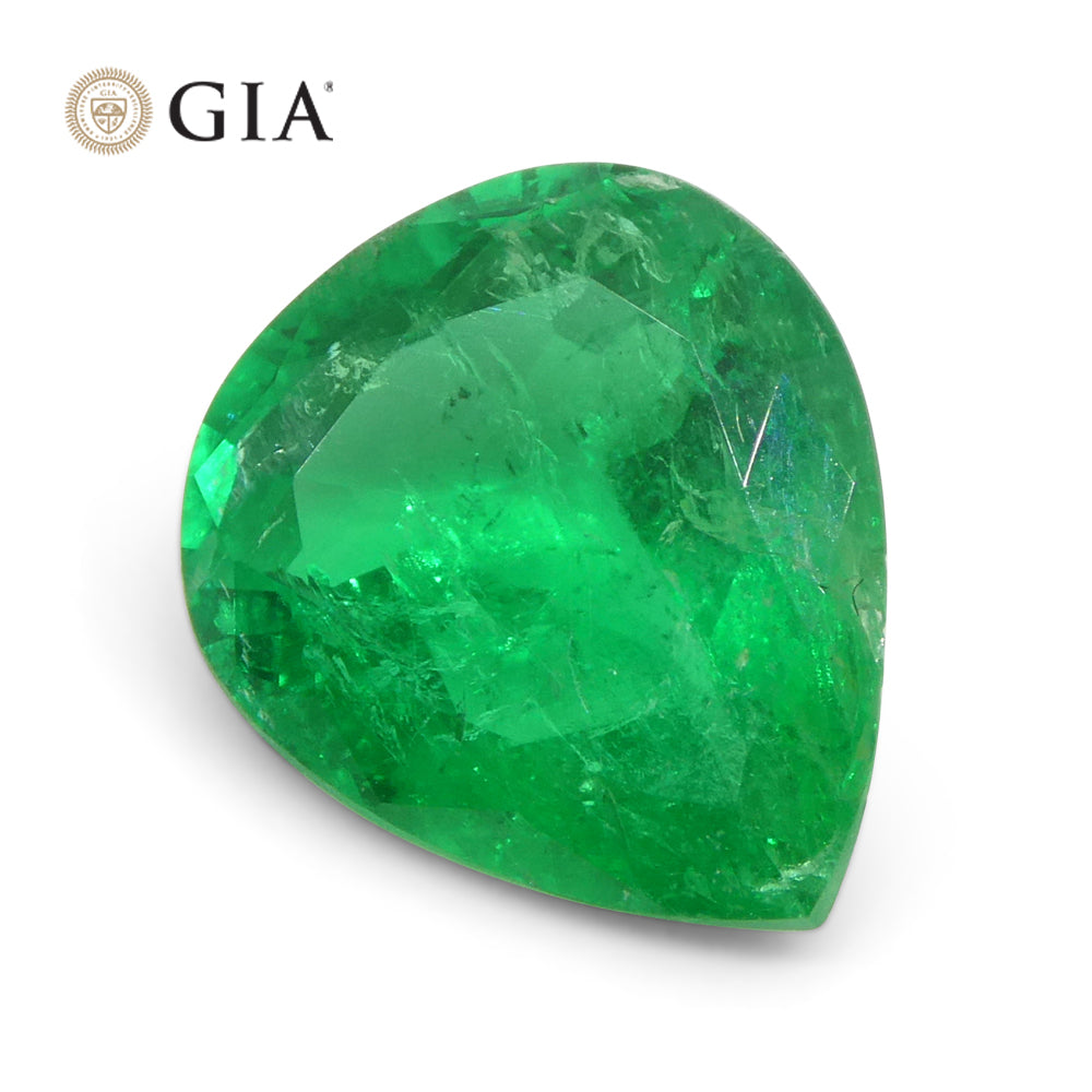2.86ct Colombian Pear Vivid Green Emerald, GIA Certified Natural Beryl from SkyJems Gemstones Canada
