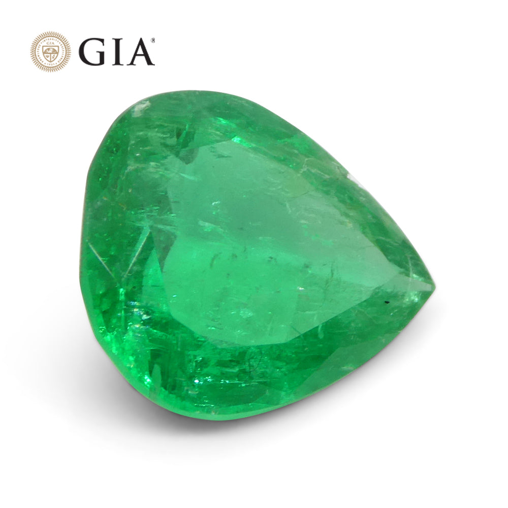 2.86ct Colombian Pear Vivid Green Emerald, GIA Certified Natural Beryl from SkyJems Gemstones Canada