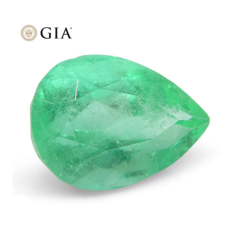 1.37 ct Colombian Emerald, vivid green pear-cut natural beryl, GIA certified premium gemstone by SkyJems Canada