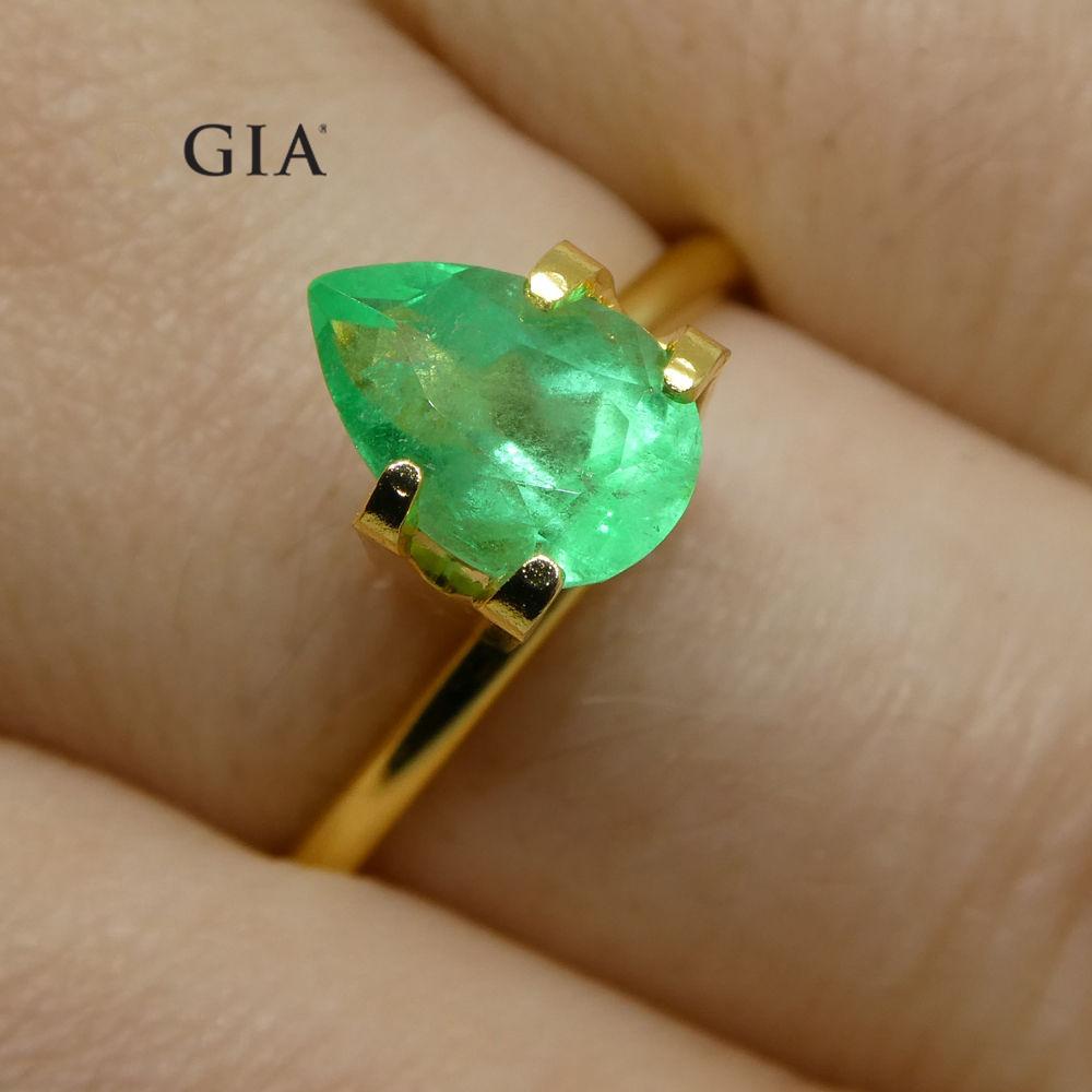 1.37 ct Colombian Emerald, vivid green pear-cut natural beryl, GIA certified luxury gemstone by SkyJems