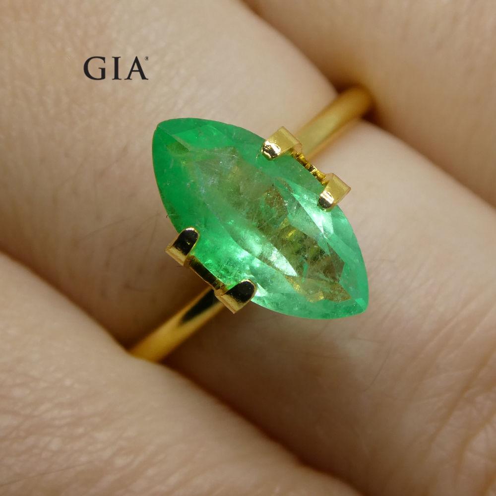 1.68 ct Colombian Emerald, vivid green marquise cut, GIA certified natural beryl from SkyJems premium gemstone collection