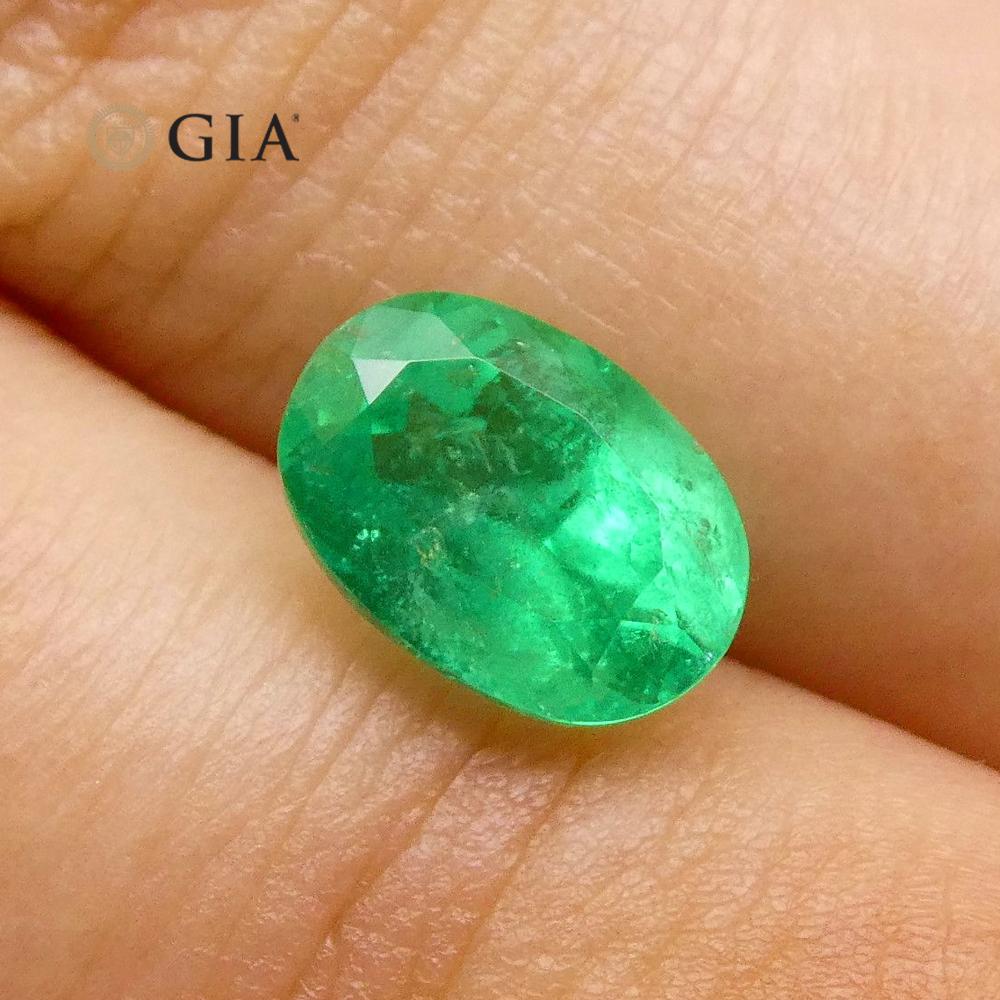 1.45 ct Oval Green Colombian Emerald, GIA Certified Natural Beryl Gemstone from SkyJems Fine Gems Collection