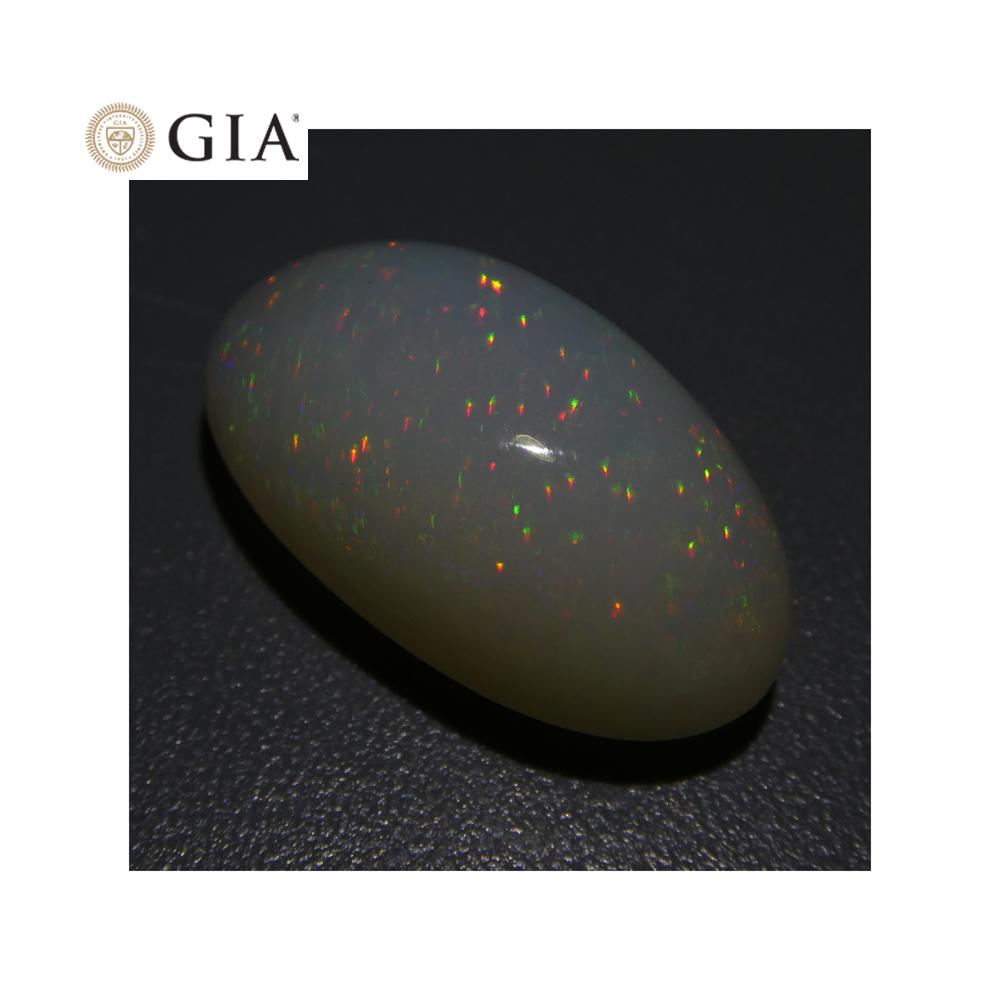 15.54 ct Ethiopian Oval White Opal with Vibrant Play of Color, GIA Certified Natural Gemstone by SkyJems