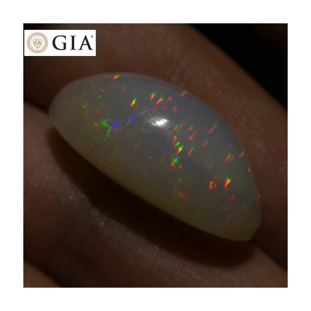 15.54 ct Ethiopian Opal with Vibrant Play of Color, White Multicolored Oval Gemstone by SkyJems
